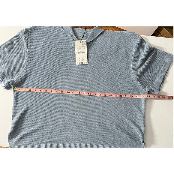 Zara powder blue KNIT POLO SHIRT sweater Size XL NWT $50 - Picture 6 of 7